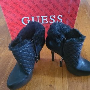 Black leather booties